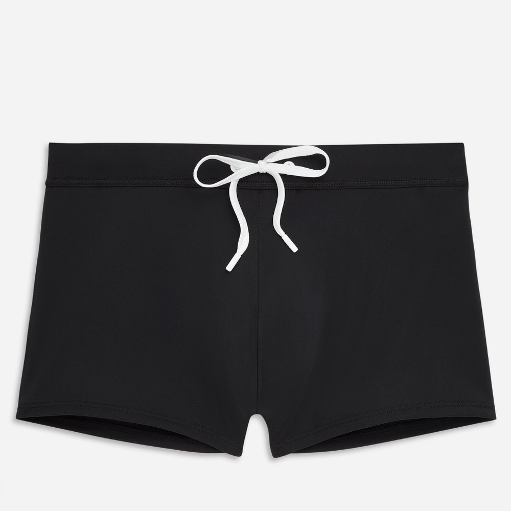 2(X)IST Men's Cabo Solid Square Leg Swim Brief, Black, Small